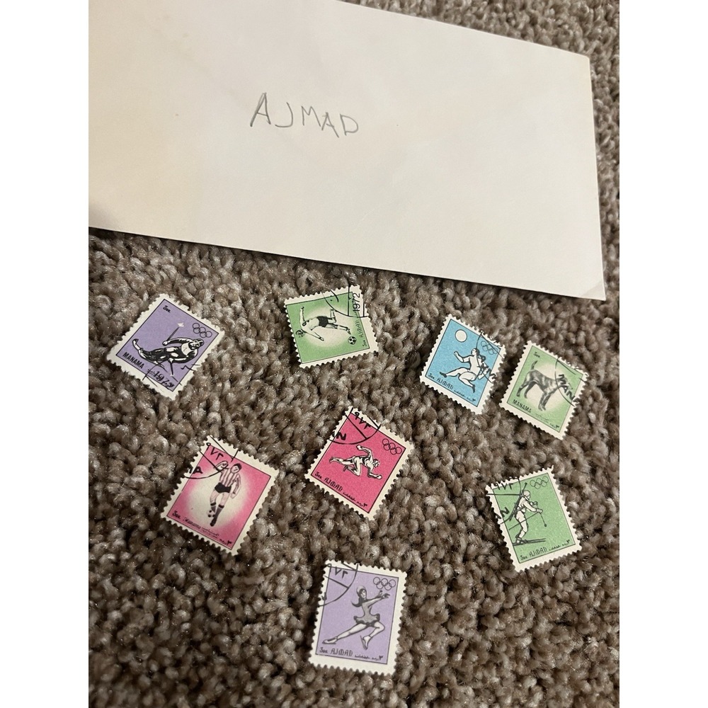 Vintage Olympic Postage Stamp‎ AJMAD Figure Skating Rare Lot Of 8 - Picture 5 of 5